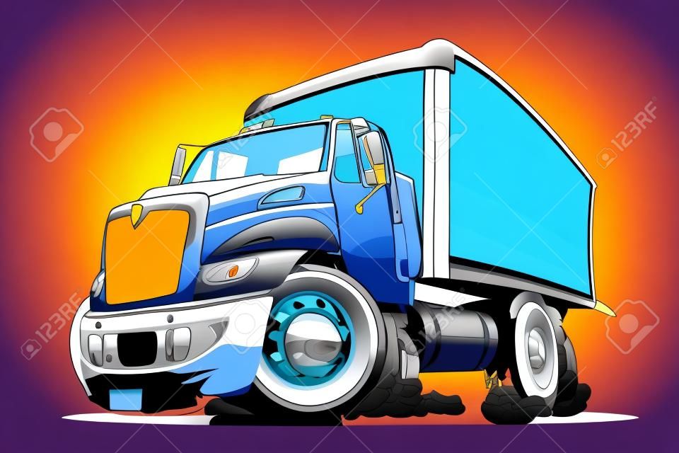 Cartoon ciężarówki. Dostępny format wektorowy EPS-10 oddzielony grupami i warstwami z efektami przezroczystości dla jednokrotnego przemalowania