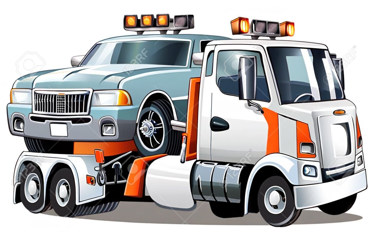 Cartoon Abschleppwagen isoliert auf weißem Hintergrund . Verfügbar EPS-10 Vektor von Gruppen und Ebenen für die einfache Bearbeitung isoliert