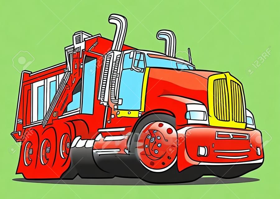 Vector Cartoon Dump Truck.
