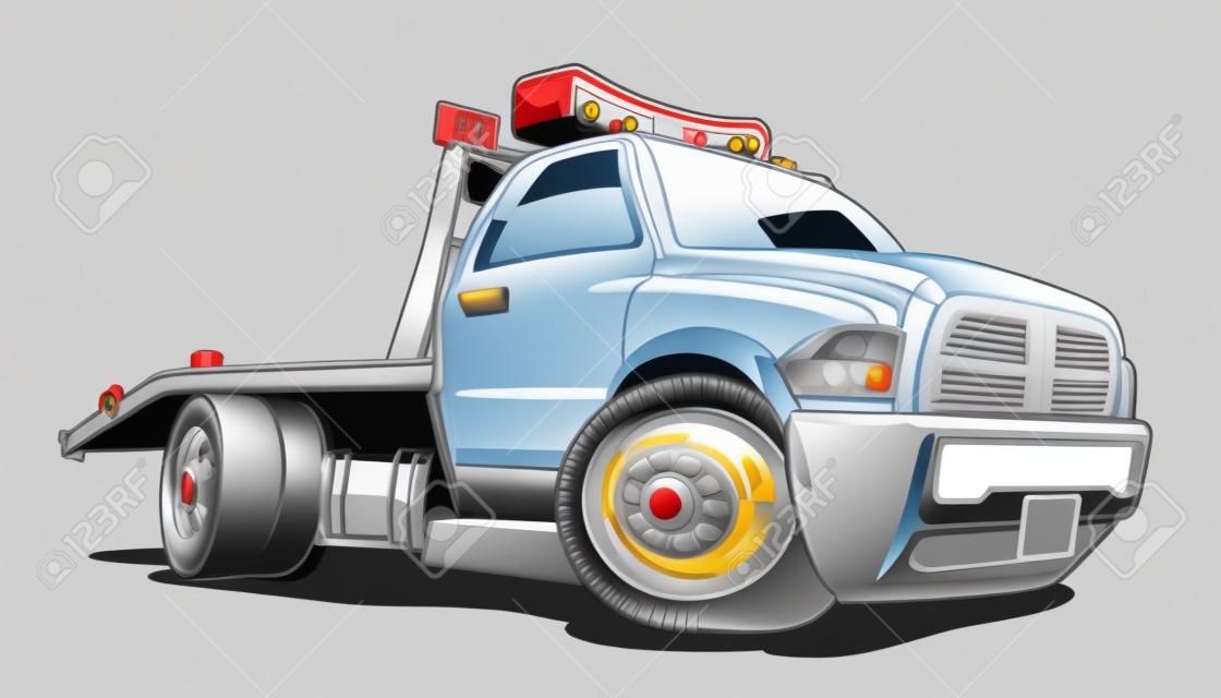 Camion di rimorchio del fumetto isolato su fondo bianco. Formato vettoriale EPS-8 disponibile separato da gruppi e livelli per una facile modifica