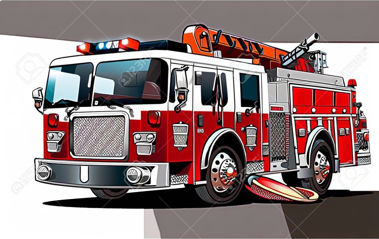 Vektor Cartoon Feuerwehrauto. Verfügbares EPS-10-Vektorformat, getrennt durch Gruppen und Ebenen zur einfachen Bearbeitung