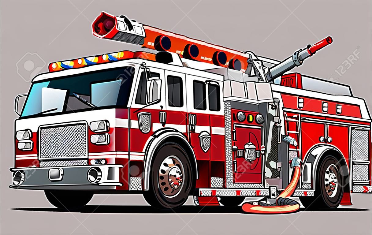Vektor Cartoon Feuerwehrauto. Verfügbares EPS-10-Vektorformat, getrennt durch Gruppen und Ebenen zur einfachen Bearbeitung