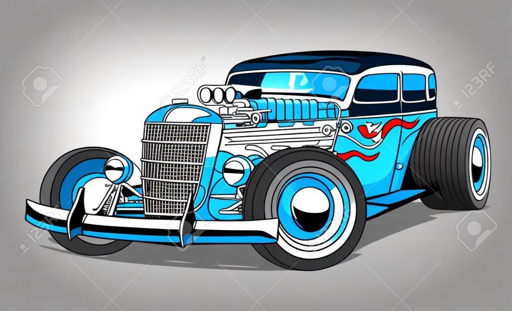 Cartoon retro hot rod isolated on white background. Available EPS-10 vector format separated by groups and layers for easy edit