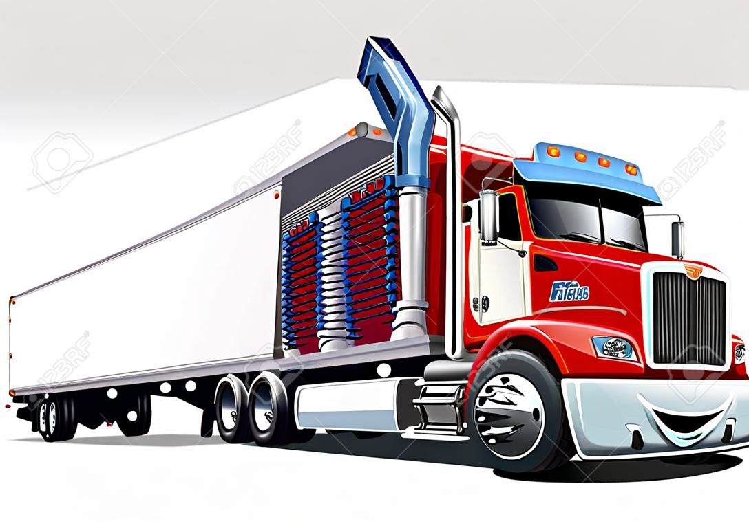 Cartoon cargo semi truck geïsoleerd op witte achtergrond. Beschikbaar EPS-10 formaat gescheiden door groepen en lagen voor gemakkelijk bewerken