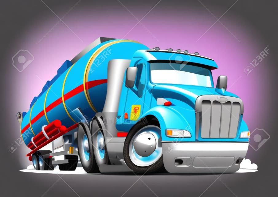 Cartoon semi tanker truck. Available EPS-10 vector format separated by groups and layers with transparency effects for one-click recolour