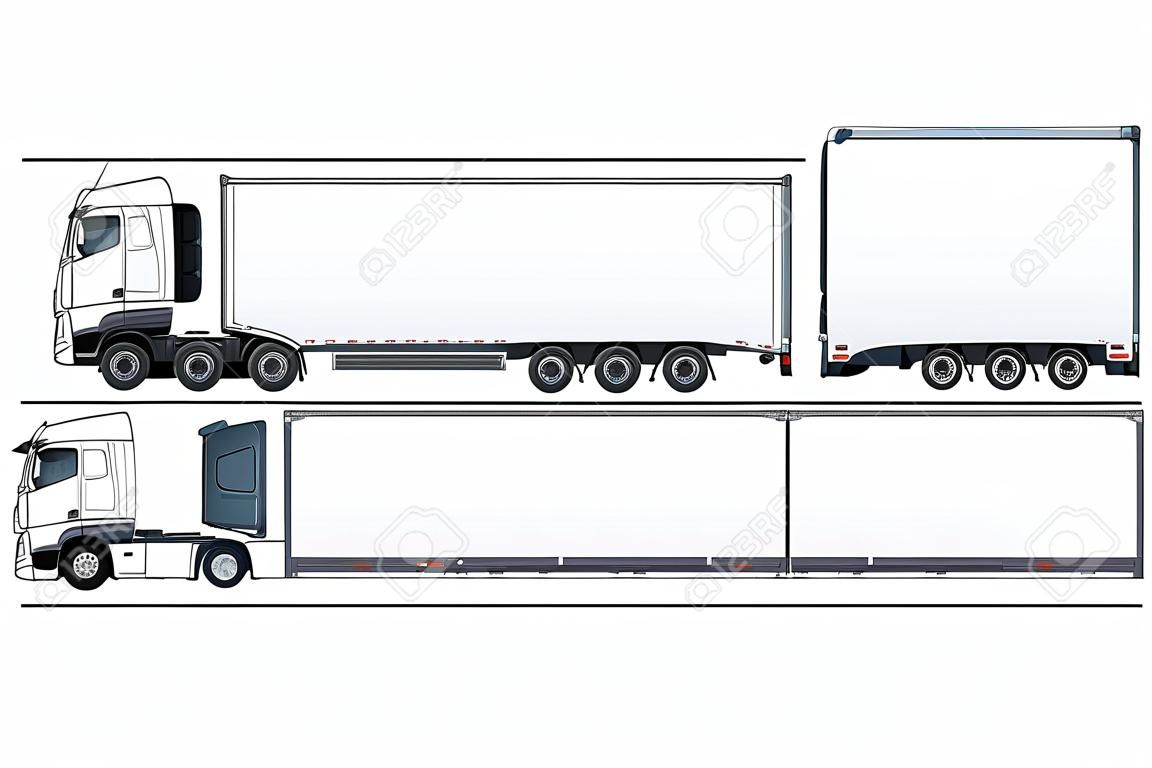 Wektor szablon ciężarówki na białym tle do marki samochodu i reklamy. Dostępne EPS-10 oddzielone grupami i warstwami z efektami przezroczystości do ponownego malowania jednym kliknięciem.