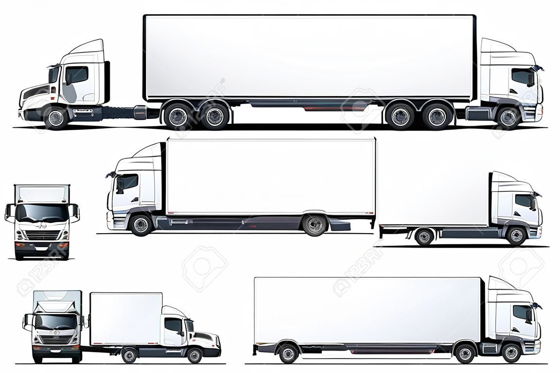 Modèle de camion de vecteur isolé sur blanc pour la marque de voiture et la publicité. EPS-10 disponibles séparés par des groupes et des calques avec des effets de transparence pour repeindre en un clic.