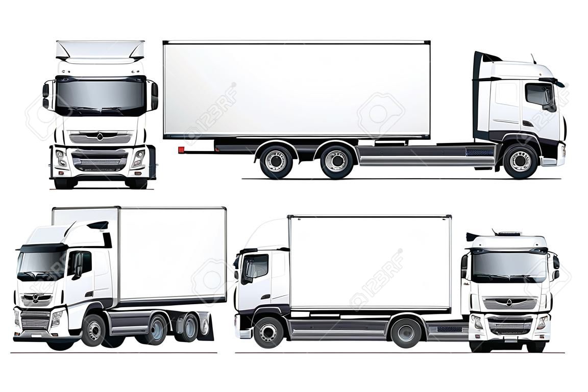 Vector truck template geïsoleerd op wit voor auto branding en reclame. Beschikbaar EPS-10 gescheiden door groepen en lagen met transparantie effecten voor een-klik verf.