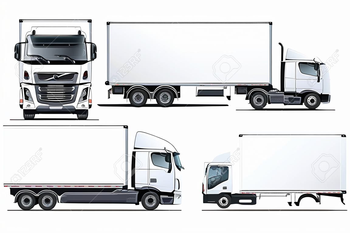 Vector truck template isolated on white for car branding and advertising. Available EPS-10 separated by groups and layers with transparency effects for one-click repaint.