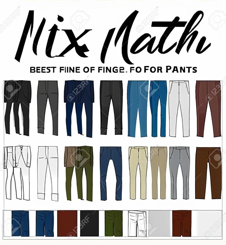 Color mix and match guide for men jacket and pants. Suitable and appropriate color match variations for various events, formal, business, casual and other.