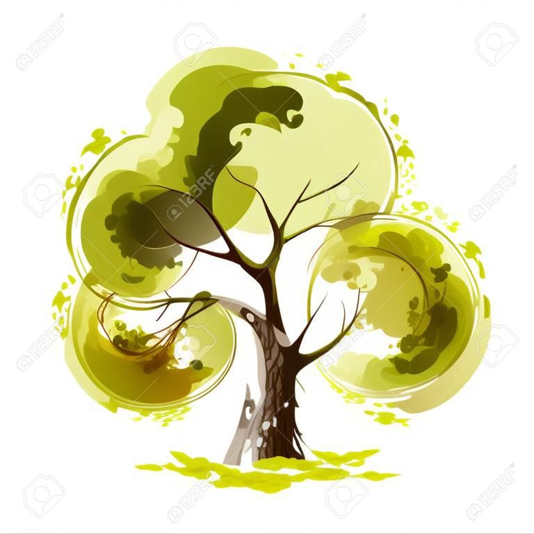 Abstracte illustratie van gestileerde groene boom