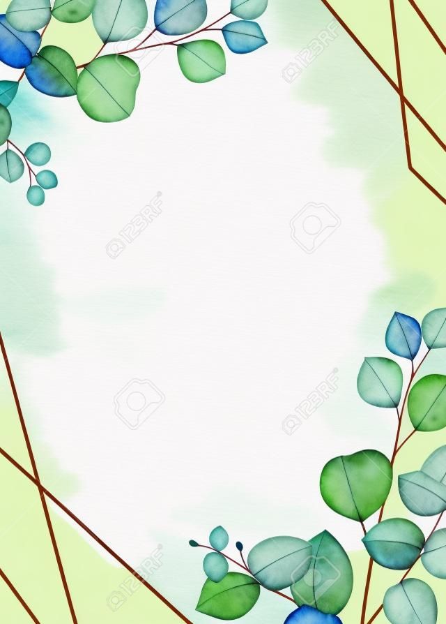 Blocco per grafici di vettore dell'acquerello con foglie di eucalipto verde.