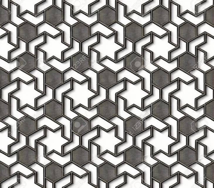 黒と白のイスラムの幾何学的なパターンの背景