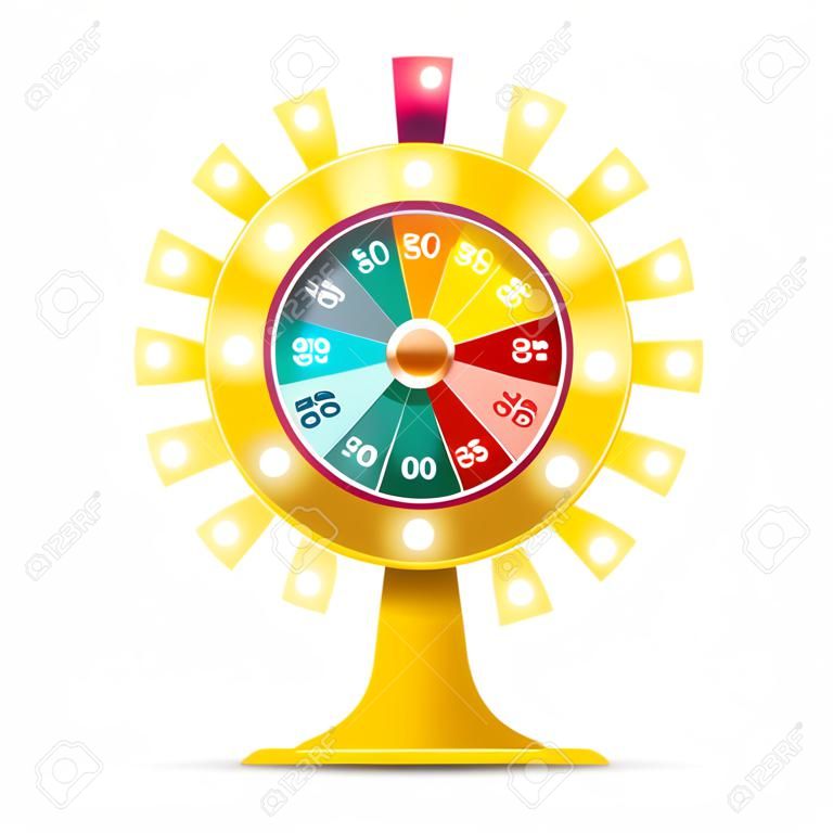 Spinning Money Wheel of Fortune with Jackpot Vector Illustration Isolated on White Background. Roulette Symbol.