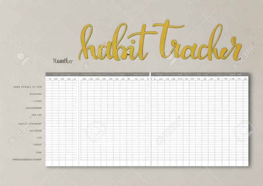 Monthly planner habit tracker blank template bullet journal style