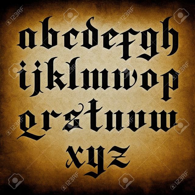 черный готический векторный шрифт. строчные буквы