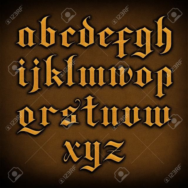 черный готический векторный шрифт. строчные буквы