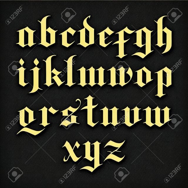 blackletter gotycka czcionka wektorowa. małe litery