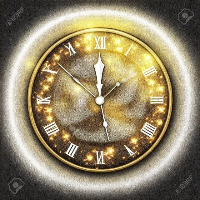 Il quadrante dell'orologio vintage delle 12 brilla e brilla