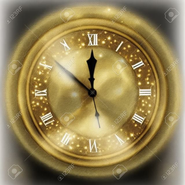 Il quadrante dell'orologio vintage delle 12 brilla e brilla