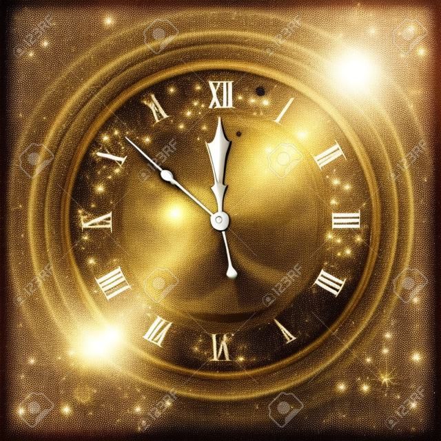 Le cadran de l'horloge vintage à 12 heures scintille et scintille