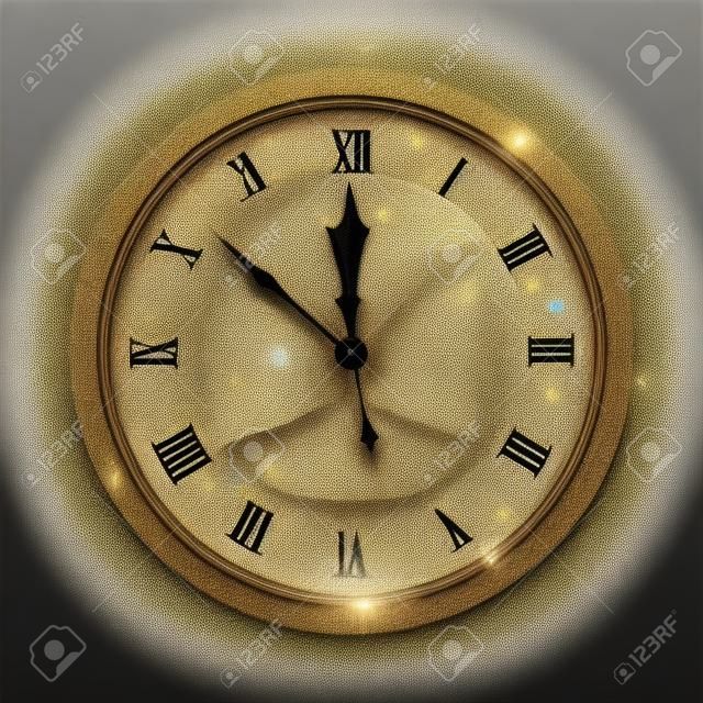 Le cadran de l'horloge vintage à 12 heures scintille et scintille