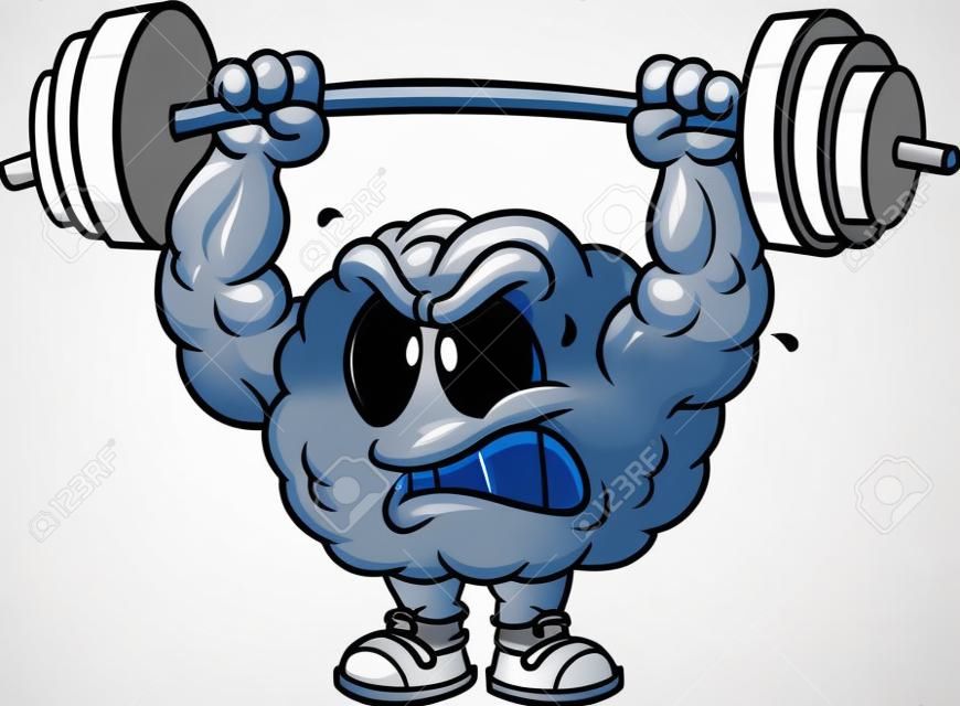 Starke Gewichtheben Gehirn Clip Art Vektor-Cartoon-Illustration mit einfachen Farbverläufen Alles in einer einzigen Schicht