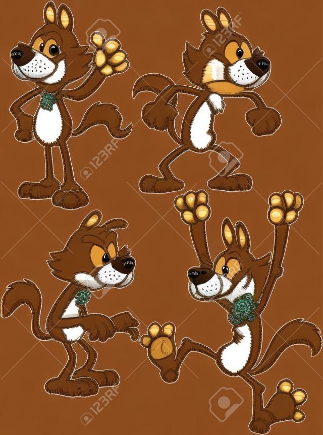 Clip art of a brown wolf in different poses    