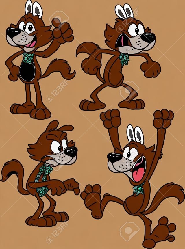 Clip art of a brown wolf in different poses    