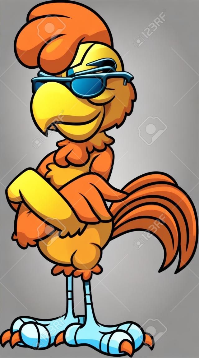 Cartoon Huhn tragen coole Sonnenbrillen Vektor Clip-Art-Illustration mit einfachen Farbverläufen Alles in einer einzigen Schicht