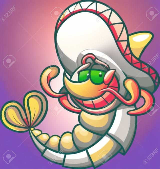 Crevettes mexicaine Cartoon détente. Clip Art Vecteur illustration avec gradients simples. Tout en une seule couche.