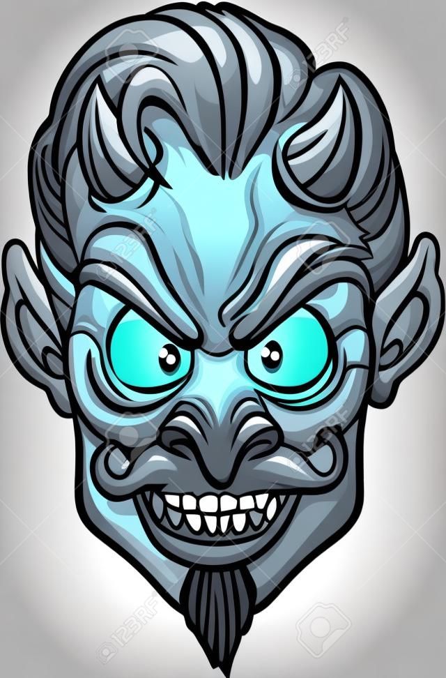 Evil devil face. Vector clip art illustration with simple gradients. All in a single layer.