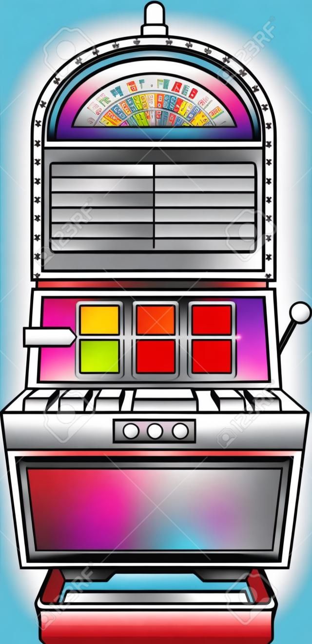 Slot machine. Vector clip art illustration with simple gradients. Handle is on a separate layer.