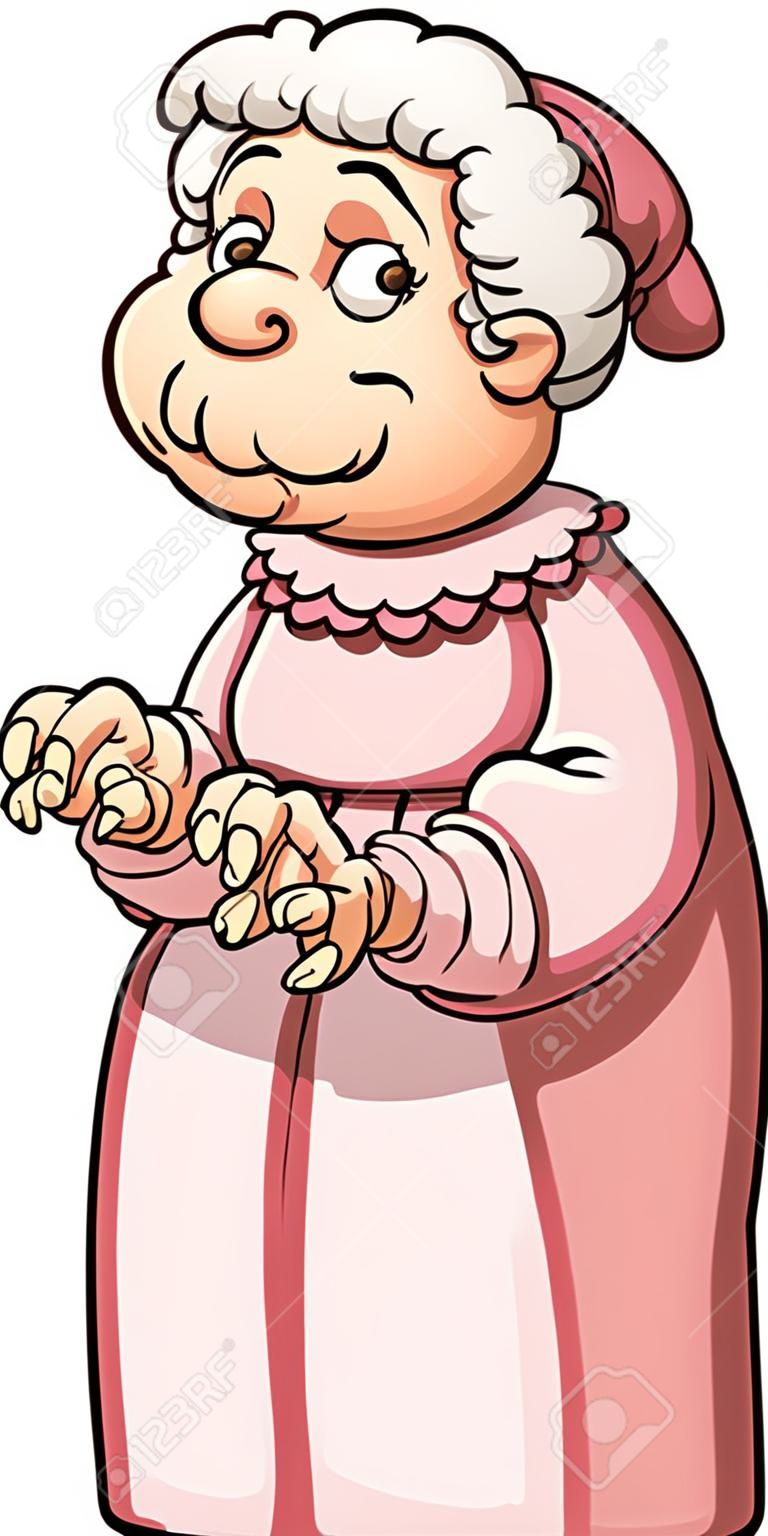 卡通奶奶穿著睡衣。矢量剪貼畫插圖簡單的漸變。所有在一個單一的層。