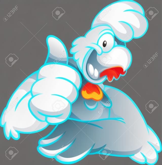 Cartoon chicken giving the thumbs up. Vector clip art illustration with simple gradients. All in a single layer.