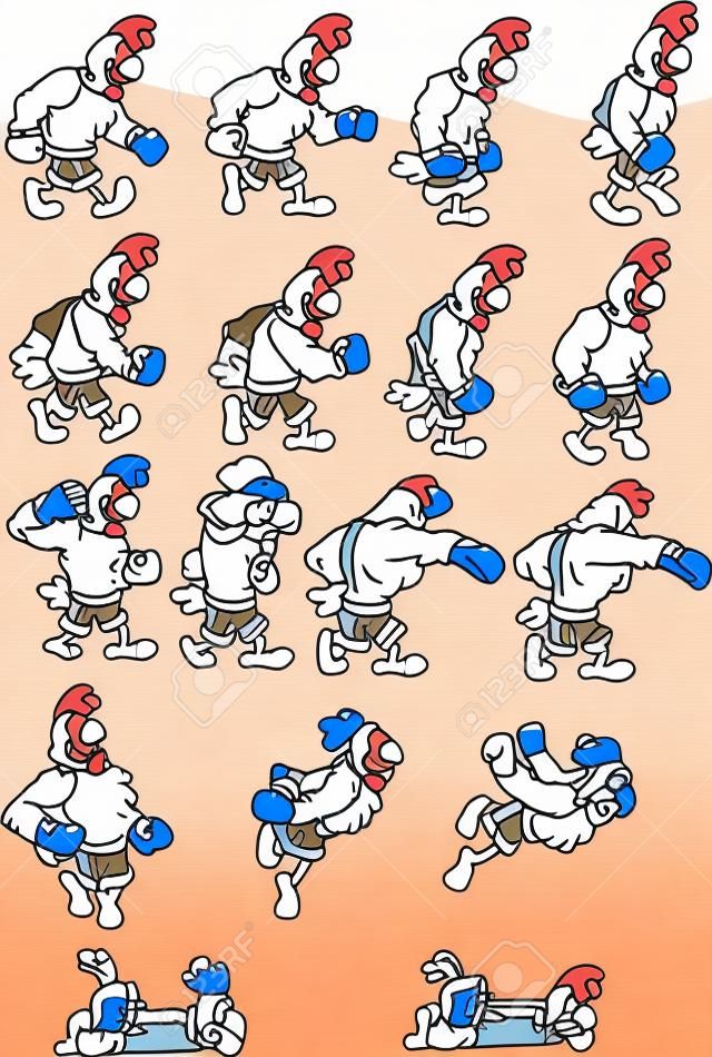 Boxing chicken. Vector clip art illustration with simple gradients. Each element on a separate layer.
