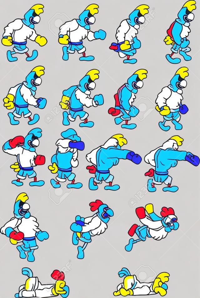 Boxing chicken. Vector clip art illustration with simple gradients. Each element on a separate layer.