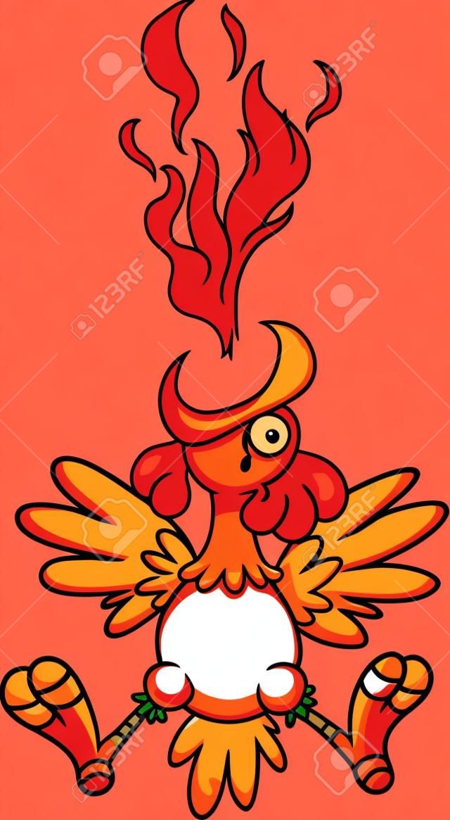 辣雞。矢量剪貼畫插圖簡單的漸變。消防，淚水和雞，便於編輯單獨的圖層。