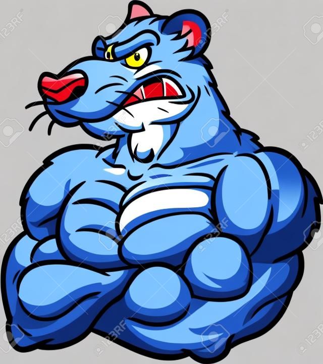 Strong rat mascot. Vector clip art illustration with simple gradients. All in a single layer.