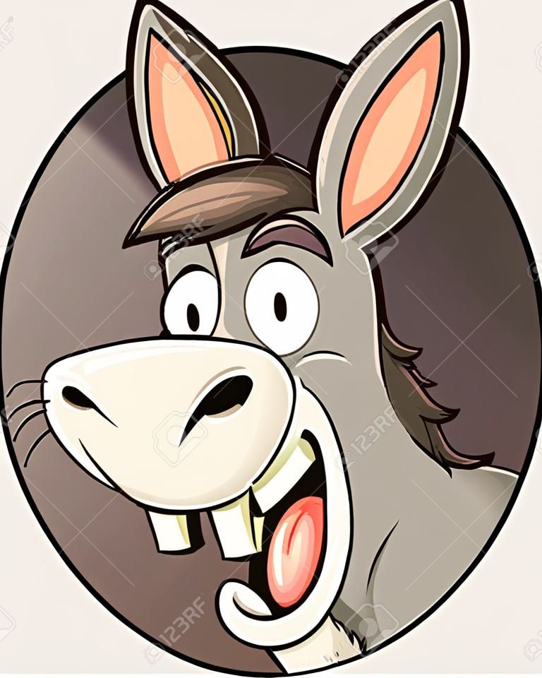 Cartoon donkey coming out of hole. Vector clip art illustration with simple gradients. All in a single layer.
