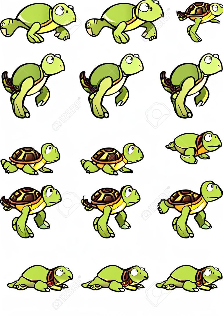 Duchy gotowe do animacji Cartoon żółwia. Clip Art ilustracji wektorowych z prostych gradientów. Każdy element na oddzielnej warstwie.