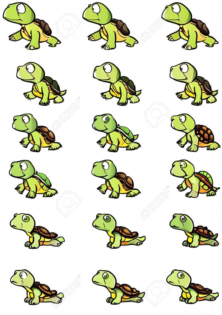 Duchy gotowe do animacji Cartoon żółwia. Clip Art ilustracji wektorowych z prostych gradientów. Każdy element na oddzielnej warstwie.