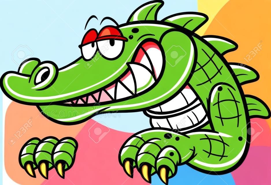 Cartoon crocodile. Vector clip art illustration with simple gradients. All in a single layer.