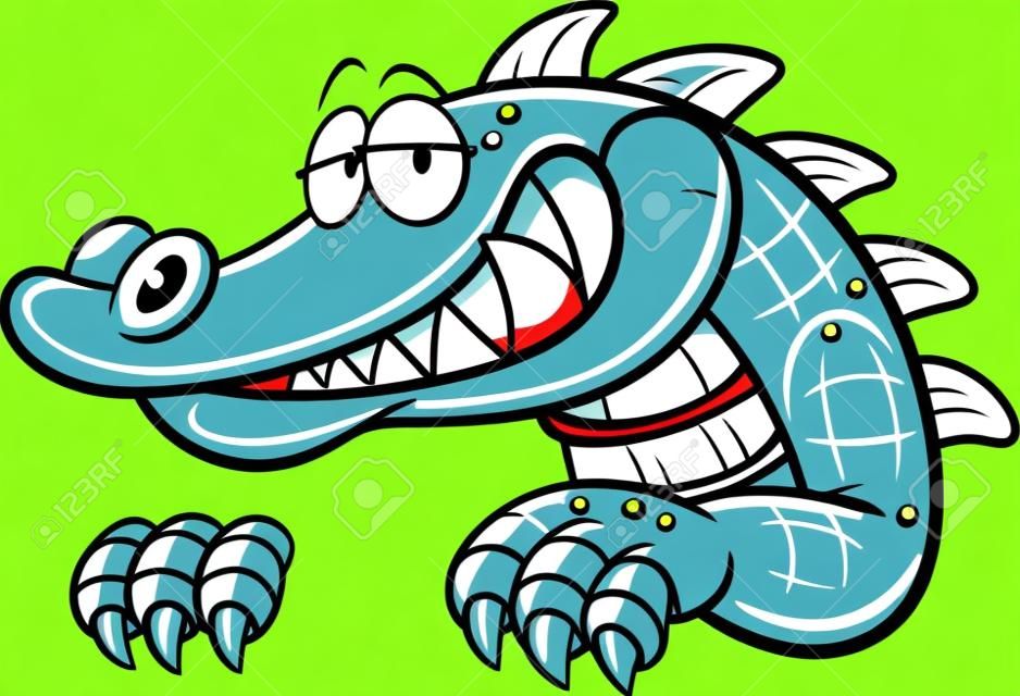 Cartoon crocodile. Vector clip art illustration with simple gradients. All in a single layer.