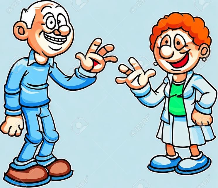 Cartoon grandparents. Vector clip art illustration with simple gradients. Each on a separate layer.