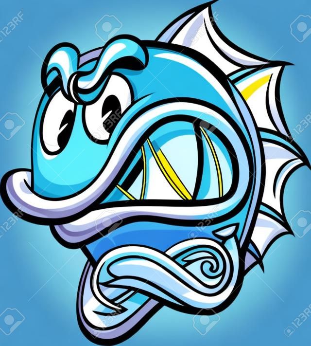 화가 만화 물고기. 간단한 그라디언트로 벡터 클립 아트 그림입니다. 모두 하나의 레이어에 있습니다.