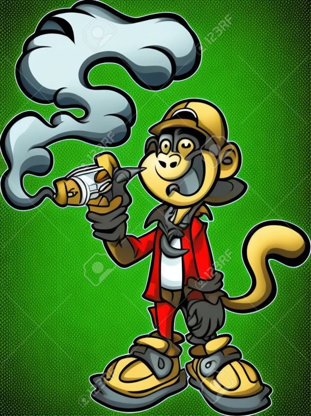 멋진 만화 원숭이, 장식용 마리화나 합동 클립 아트를 흡연합니다.