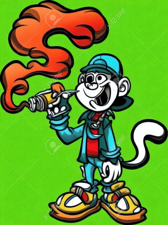 Scimmia di cartone animato cool con malloppo, fumando una clip art di marijuana.