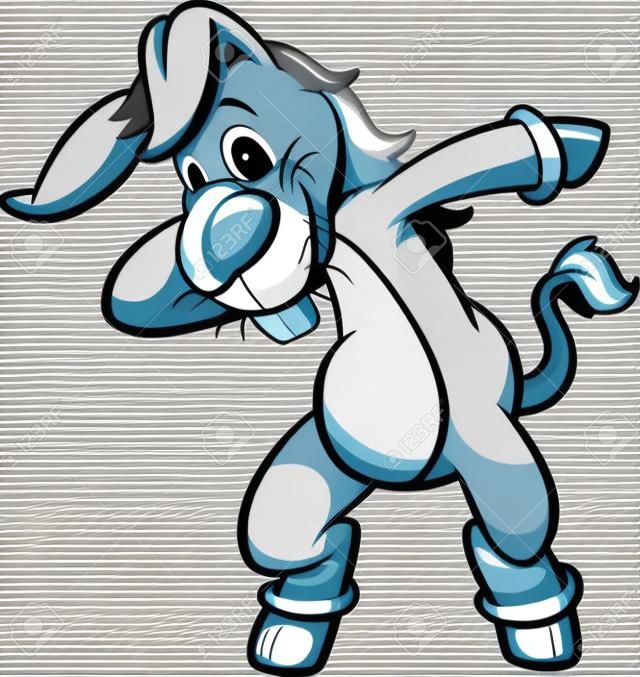 Dabbing gray cartoon donkey dancing. Vector clip art illustration with simple gradients. All in single layer.
