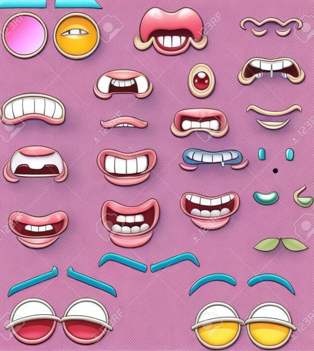 Cartoon mouths pronouncing different phonemes. Vector clip art illustration with simple gradients. Some elements on separate layers.